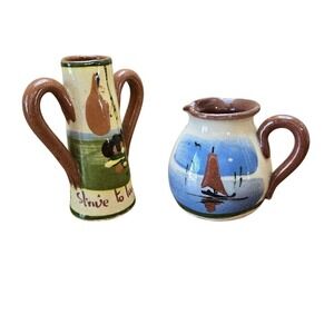 Torquay Ware Moto‎ Miniature Pitchers Set (2) Cottagecore Decor